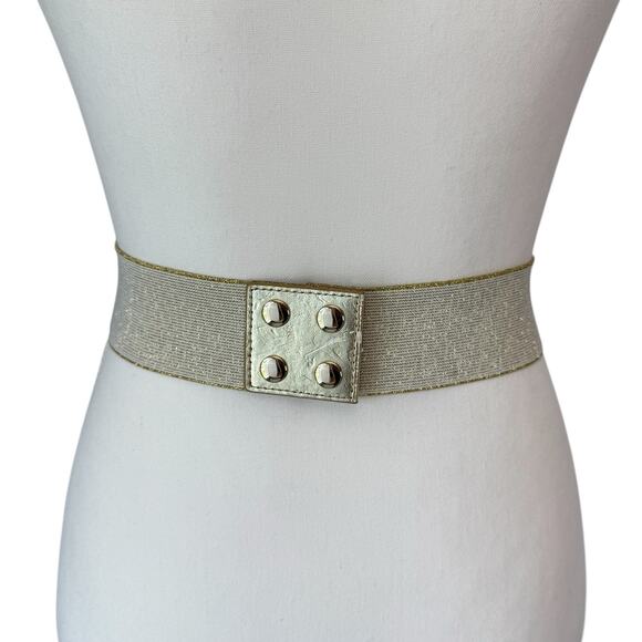 LILLY PULITZER Belt XS/S Elastic Stretch Large Gold Braided Decorative Buckle - Picture 2 of 11